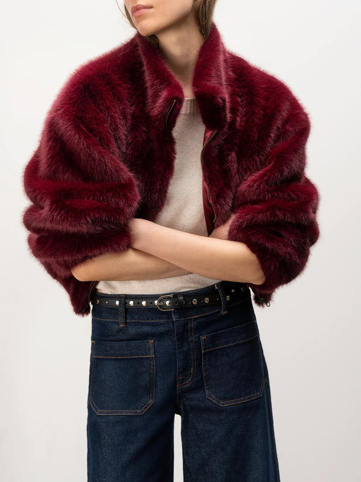 Everest Fur Bomber Bordeaux - Sanctuary