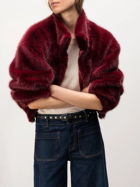 Everest Fur Bomber Bordeaux - Sanctuary