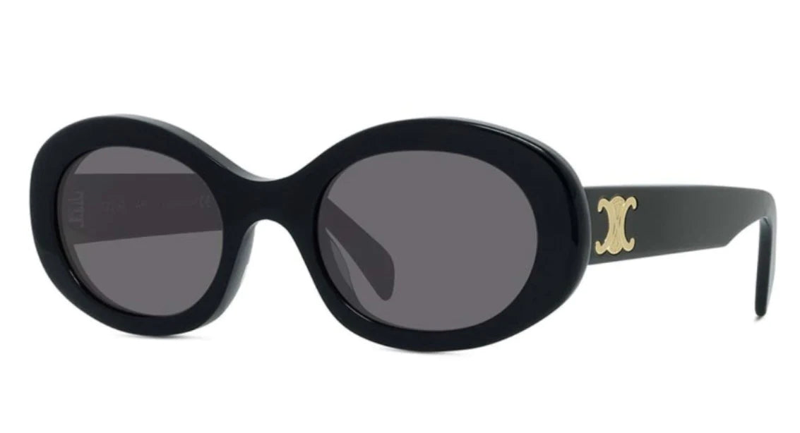 Triomphe Logo Oval Acetate Sunglasses Black - CELINE