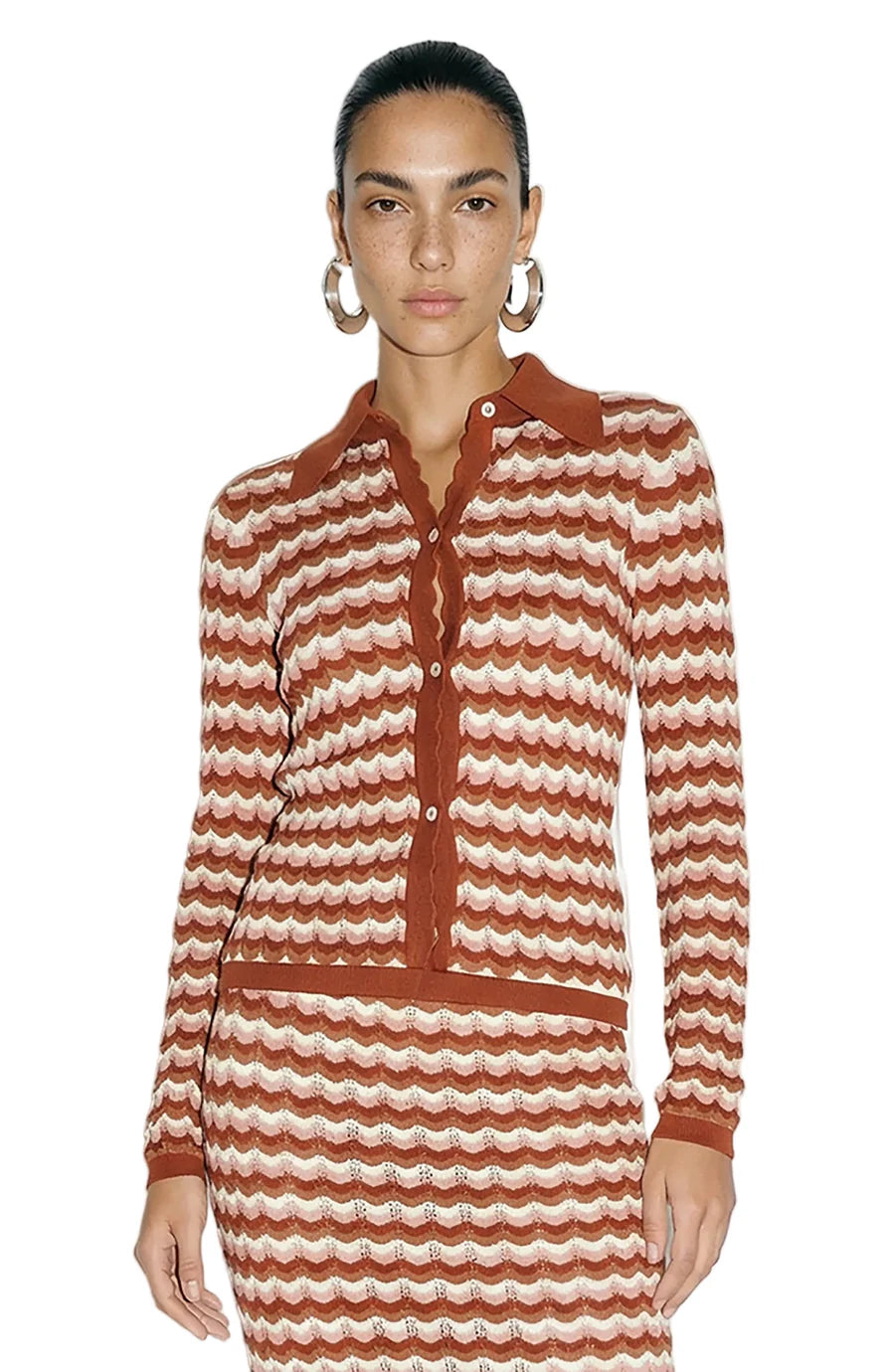 Gavin Knit Jacket Rust Combo - Ronny Kobo
