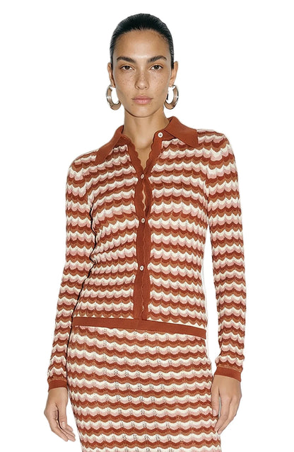 Gavin Knit Jacket Rust Combo - Ronny Kobo