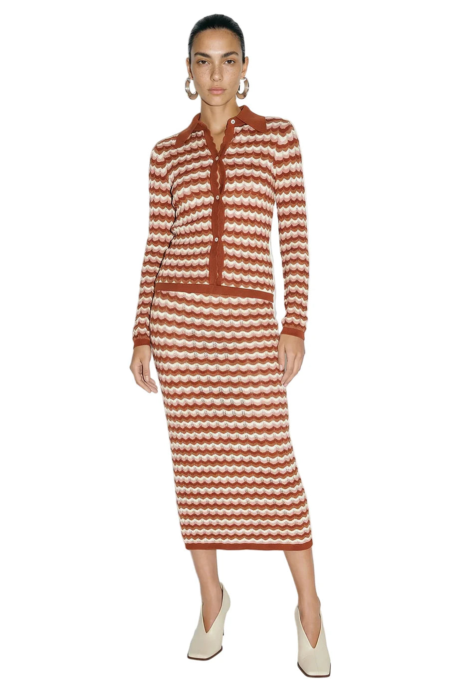 Gavin Knit Jacket Rust Combo - Ronny Kobo