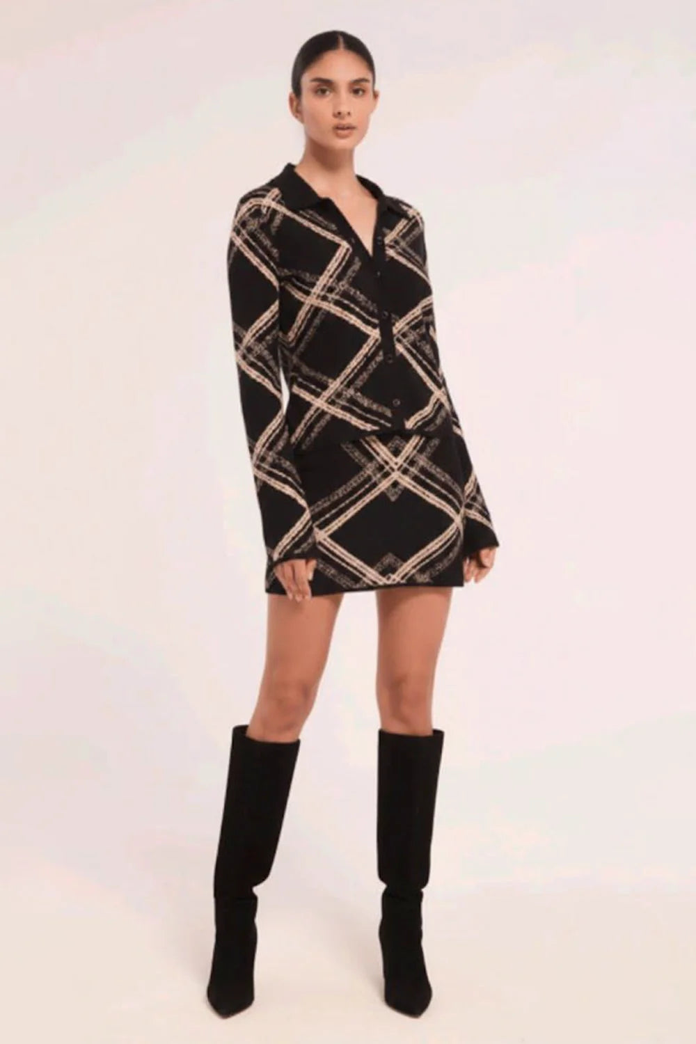 Orlie Skirt Plaid Jacquard Knit - MISA