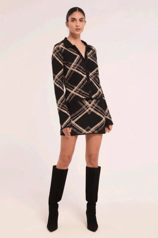 Orlie Skirt Plaid Jacquard Knit - MISA