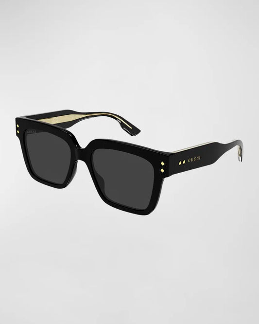 Men's Acetate Rectangle Sunglasses Black - Gucci