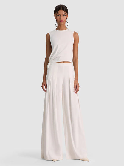 Johnnie Side Tie Tank Off White - Alice + Olivia