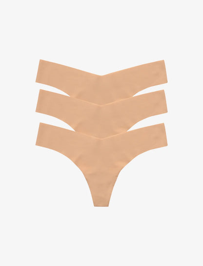 Classic Solid Thong 3-Pack Beige - Commando