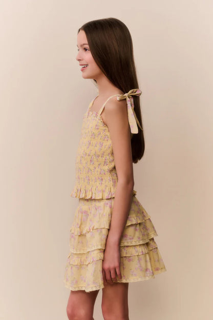 Tween Floral Blooms Billie Skirt Lemon Spritz - LoveShackFancy