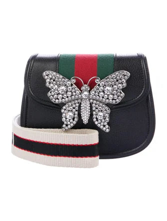 Small Linea Crystal Butterfly Shoulder Bag with Web Strap - Gucci