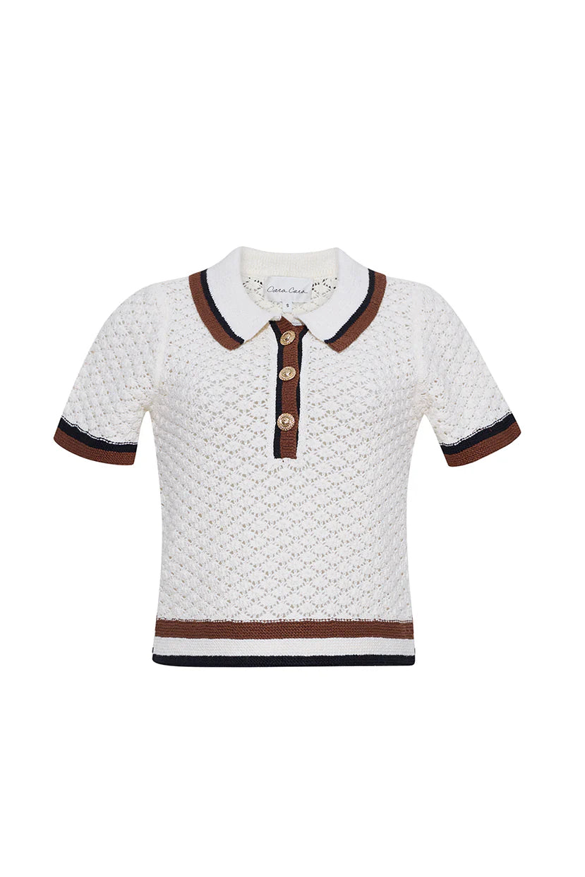 Ginger Polo Crochet Awning Knit - Cara Cara