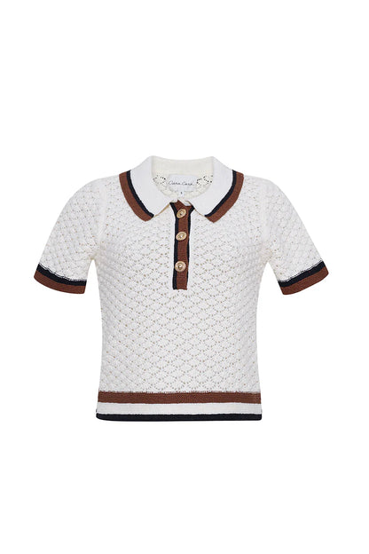 Ginger Polo Crochet Awning Knit - Cara Cara
