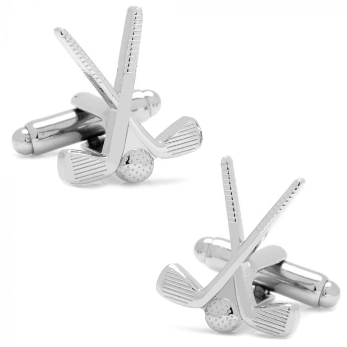 Golf Clubs Cufflinks Silver - Stolen Riches