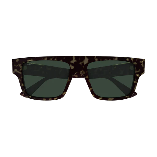 Mens Rectangular Sunglasses Havana/Green - Gucci