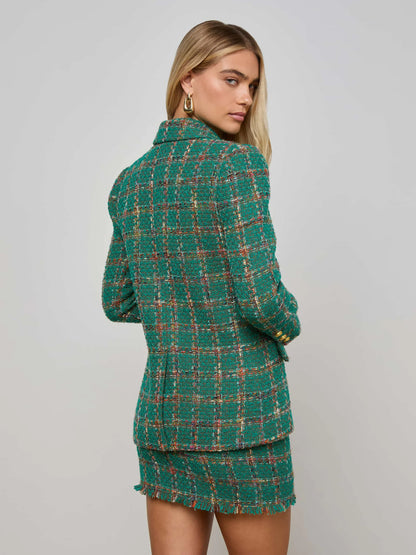 Gweny Tweed Blazer Green Windowpane Tweed - L'AGENCE