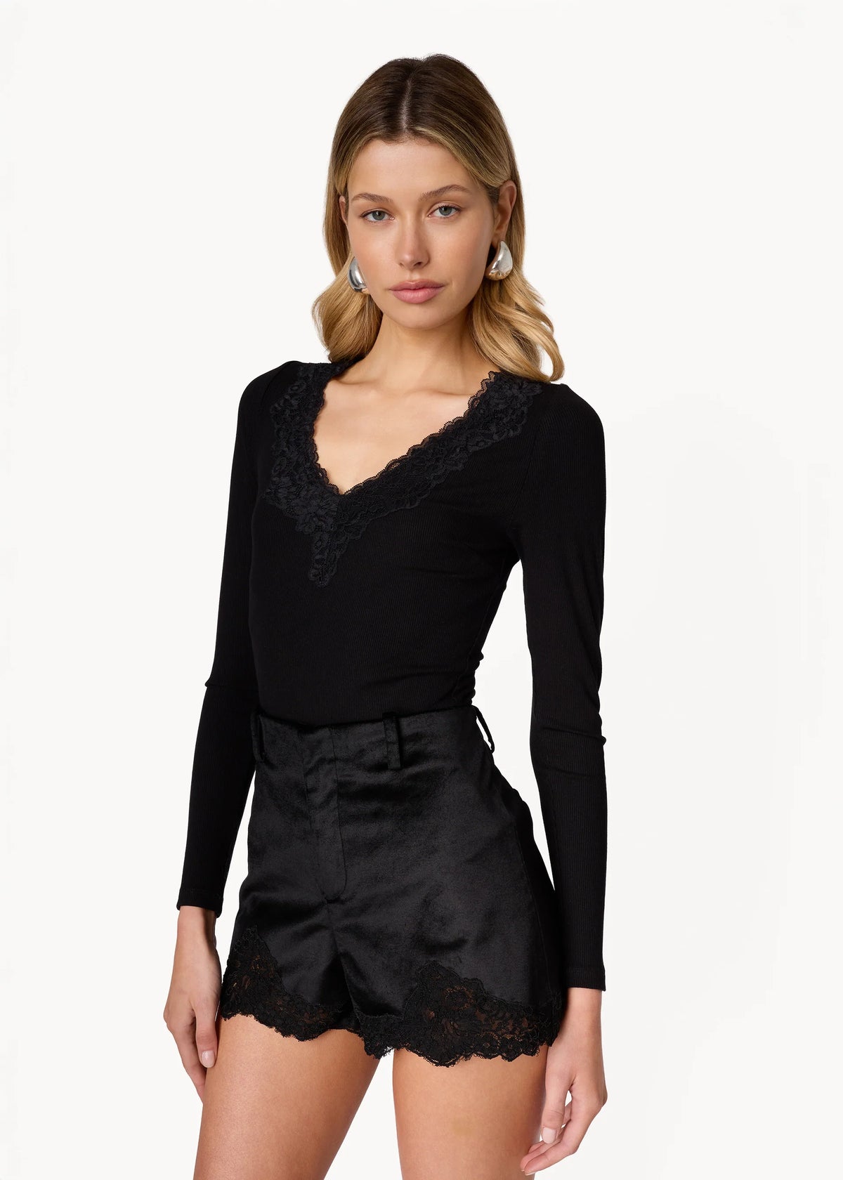 Rooney Rib Knit Top Black - CAMI NYC