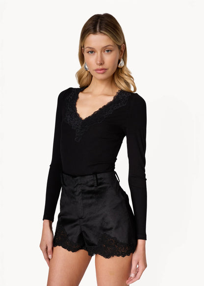Rooney Rib Knit Top Black - CAMI NYC