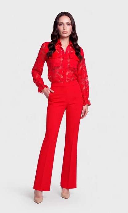 Elise Crepe Pants True Rouge - Generation Love
