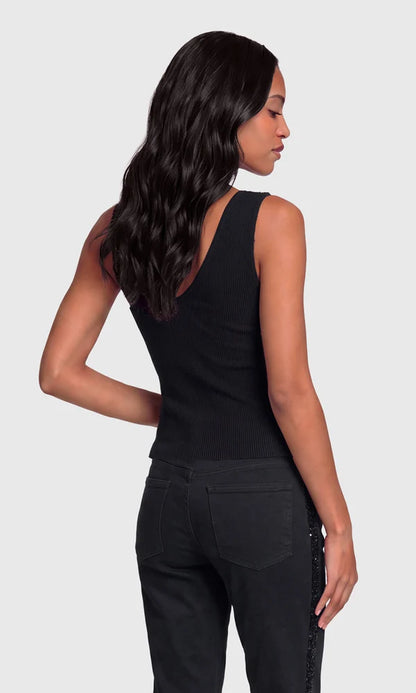 Susan Rib Combo Beaded Sequin Top Black - Generation Love