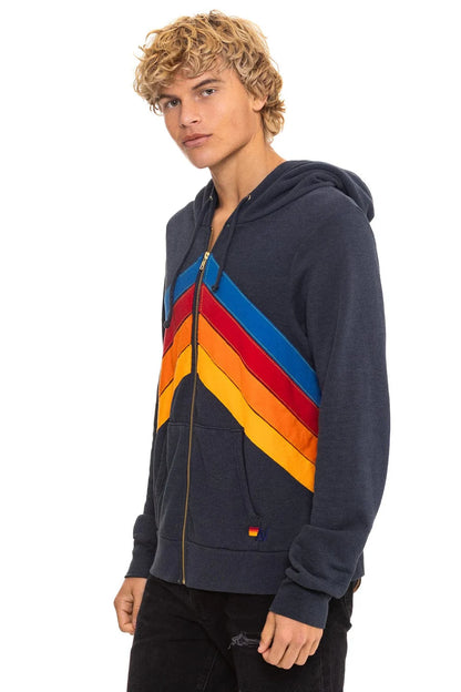 Mountain Stitch Chevron 4 Zip Hoodie Charcoal - Aviator Nation