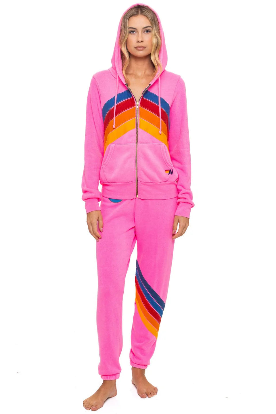 All Seasons Circle Chevron Sweatpants Neon Pink - Aviator Nation