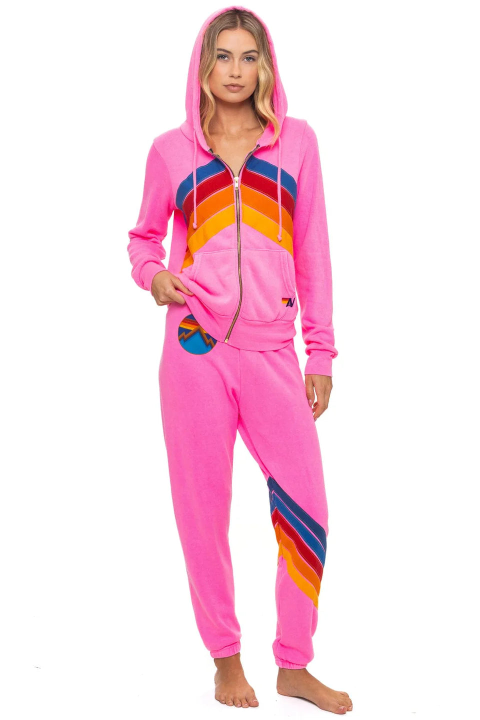 All Seasons Circle Chevron Sweatpants Neon Pink - Aviator Nation