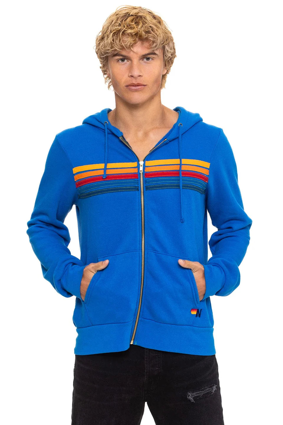 5 Stripe Zip Hoodie Adventure Blue - Aviator Nation