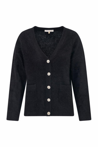 Rowelle Cashmere Cardigan Black - LoveShackFancy