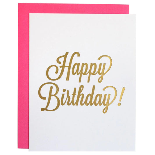 Birthday Script Foil Letterpress Card - Chez Gagne