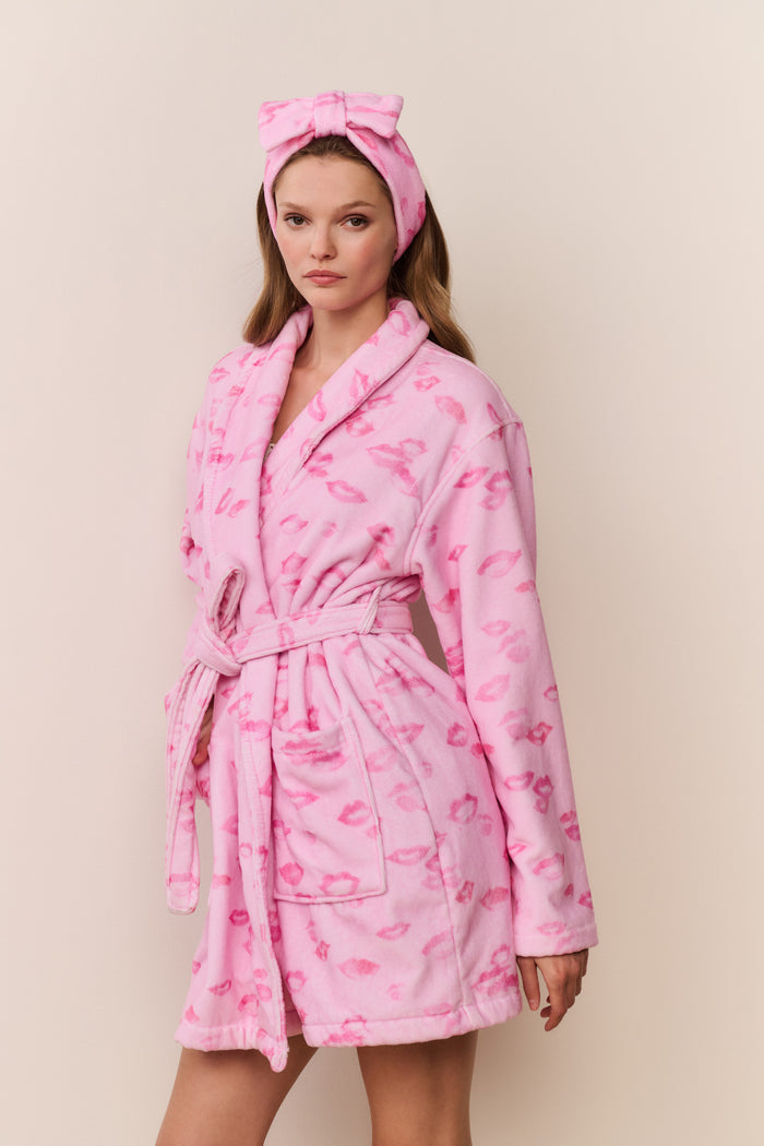 Kiss Print Indie Robe Bubblegum Valentine - LoveShackFancy