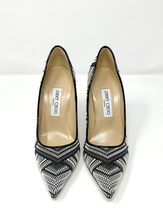 Black/White Geometric Print Heels - Jimmy Choo
