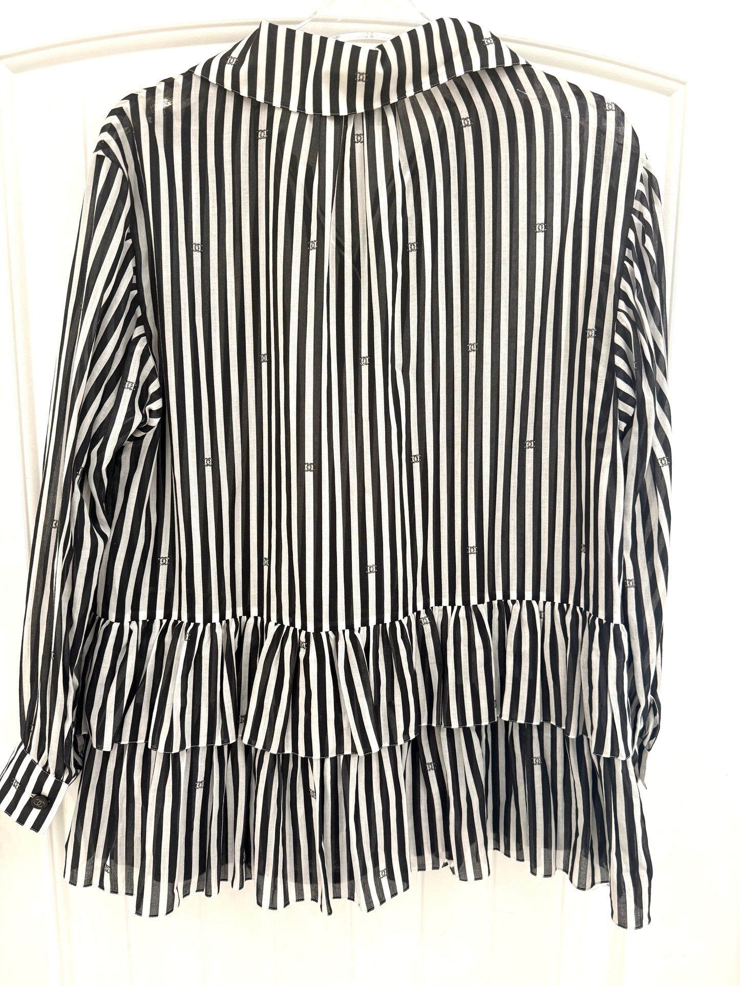 Rhinestone Double CC Striped Shirt Dress - Chanel