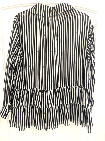 Rhinestone Double CC Striped Shirt Dress - Chanel