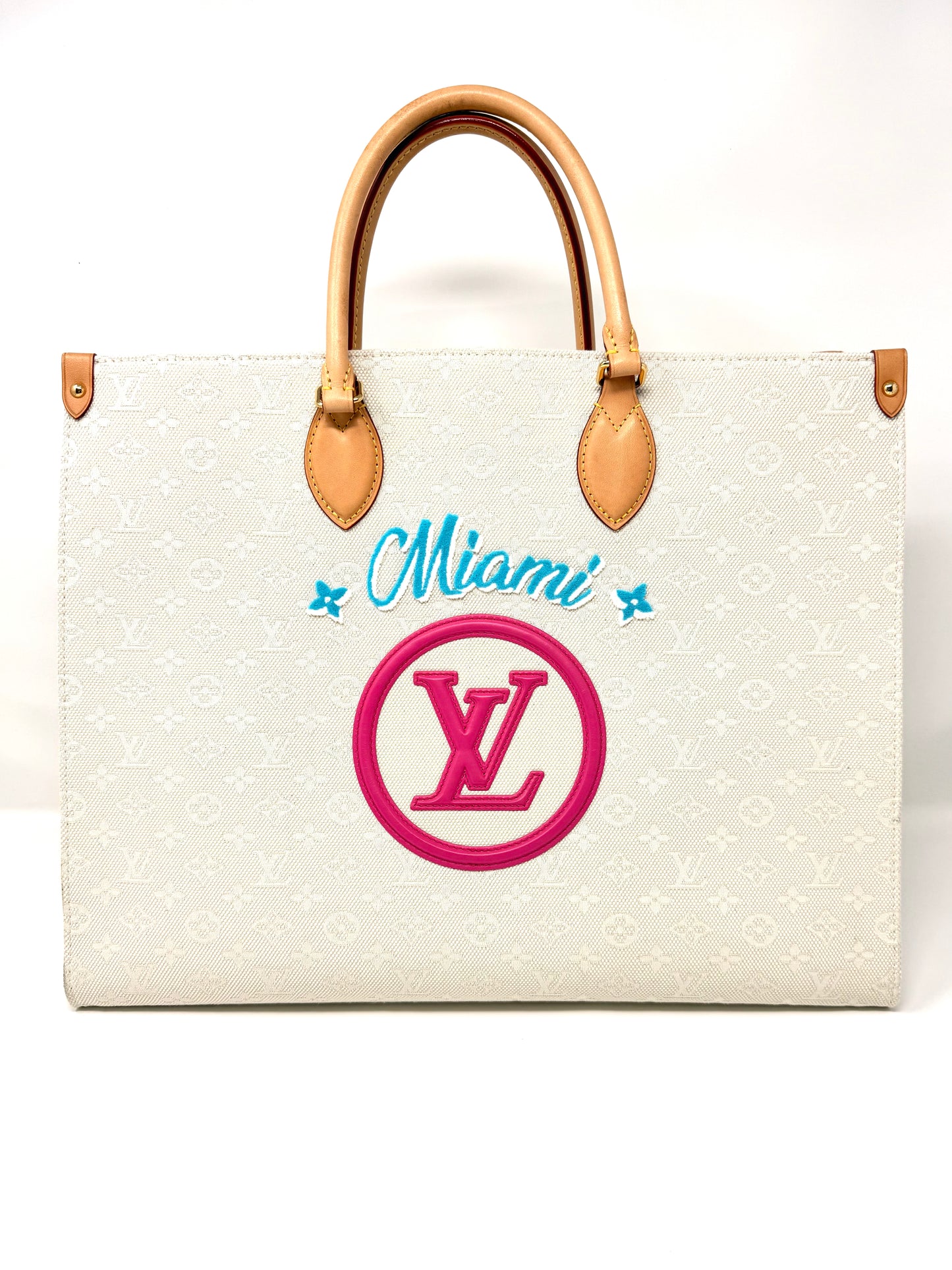 OnTheGo GM Miami Jacquard Tote Beige - Louis Vuitton