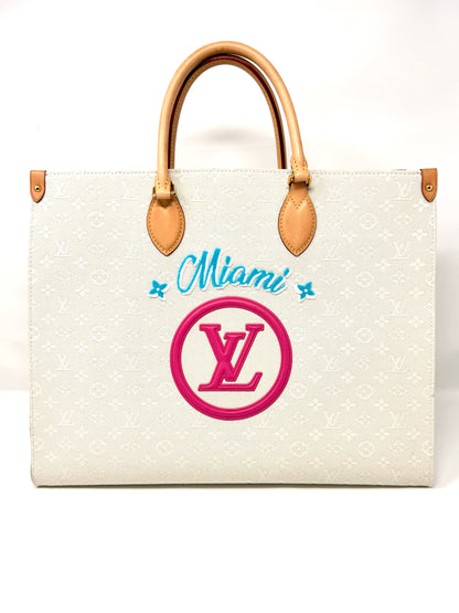 OnTheGo GM Miami Jacquard Tote Beige - Louis Vuitton