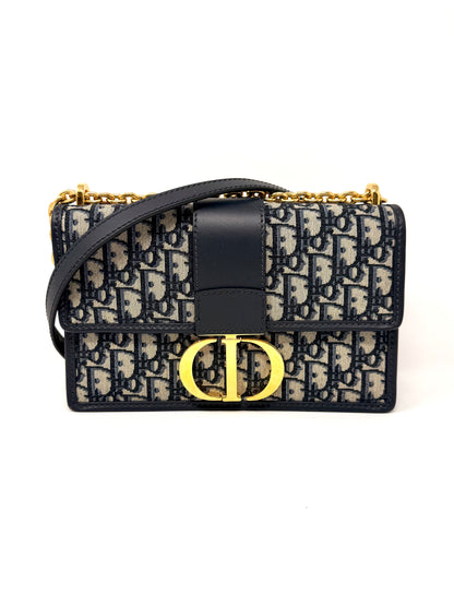 30 Montaigne Chain Bag Blue Oblique Jacquard - Dior