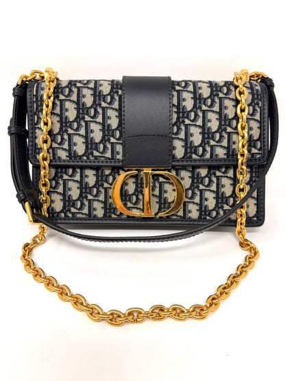 30 Montaigne Chain Bag Blue Oblique Jacquard - Dior
