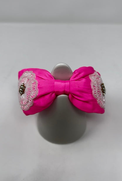Beaded Crystal Headband Neon Pink - Missy Fashion Accessories