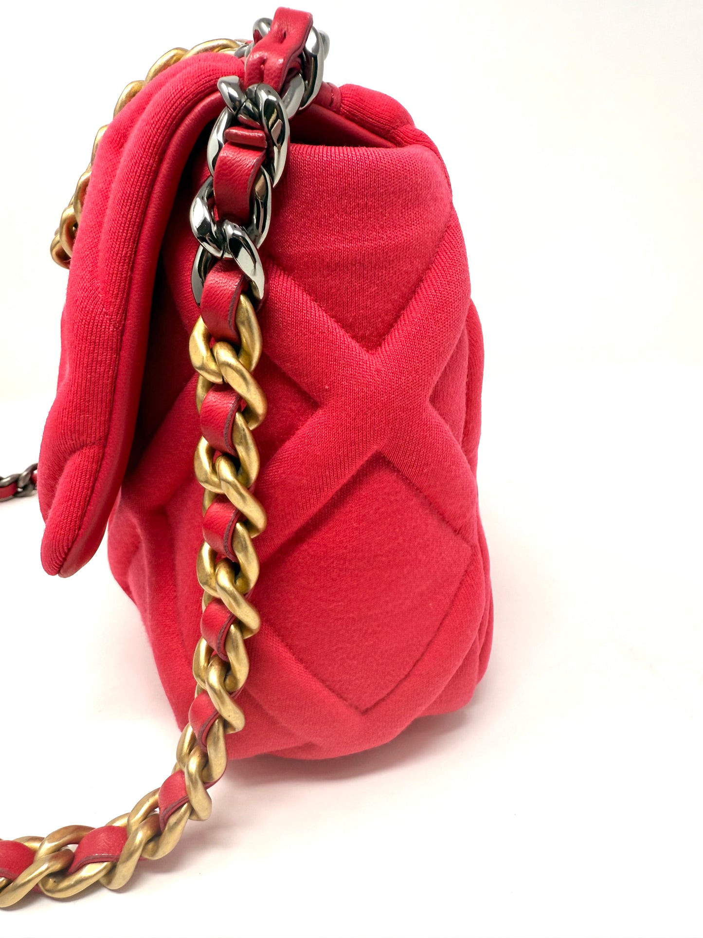 19 Flap Bag Quilted Jersey Medium Pink - Chanel