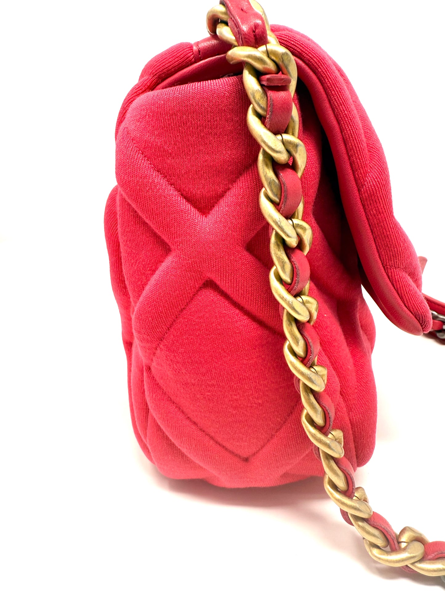 19 Flap Bag Quilted Jersey Medium Pink - Chanel