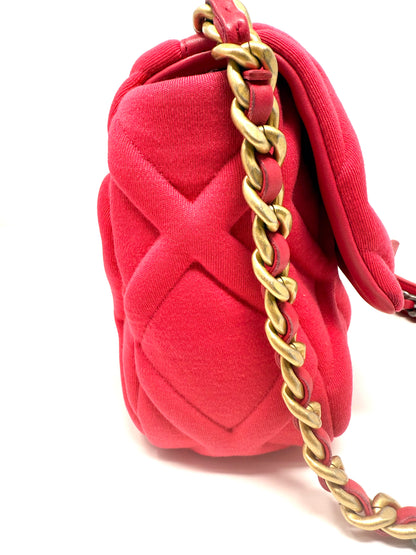 19 Flap Bag Quilted Jersey Medium Pink - Chanel
