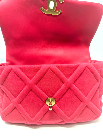 19 Flap Bag Quilted Jersey Medium Pink - Chanel