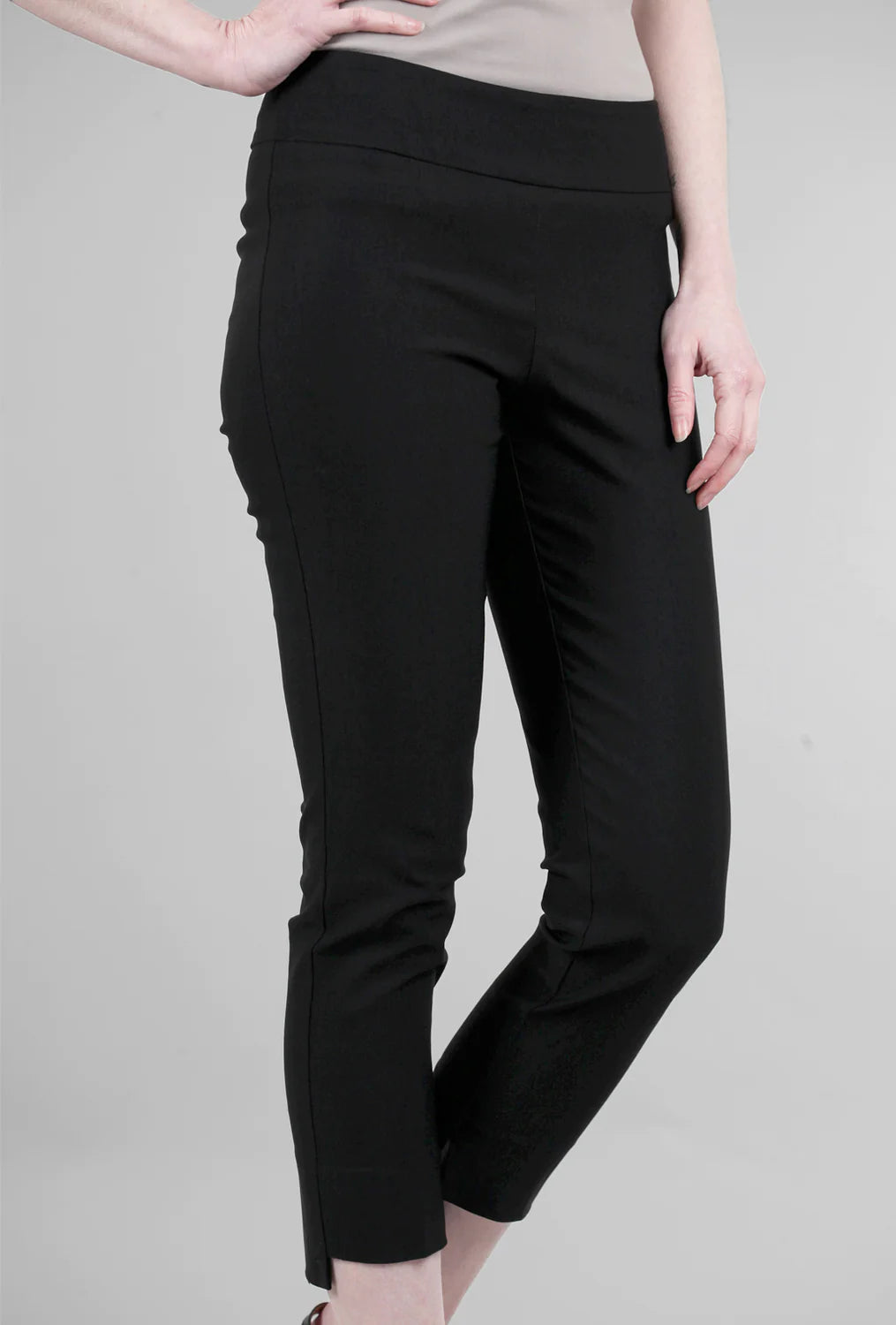 Step Hem Ankle Pants Black Pique - Estelle and Finn