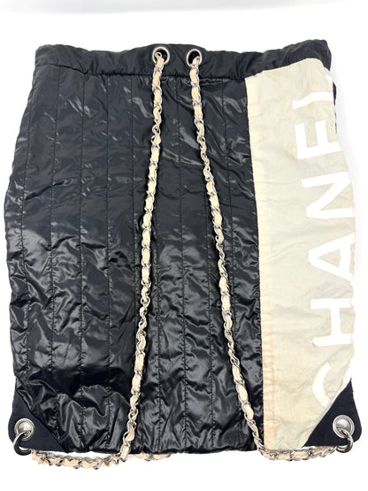 By The Sea Nylon Drawstring Backpack Black/Ivory - Chanel