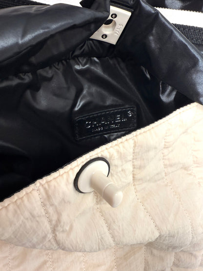 By The Sea Nylon Drawstring Backpack Black/Ivory - Chanel