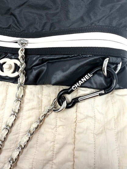 By The Sea Nylon Drawstring Backpack Black/Ivory - Chanel