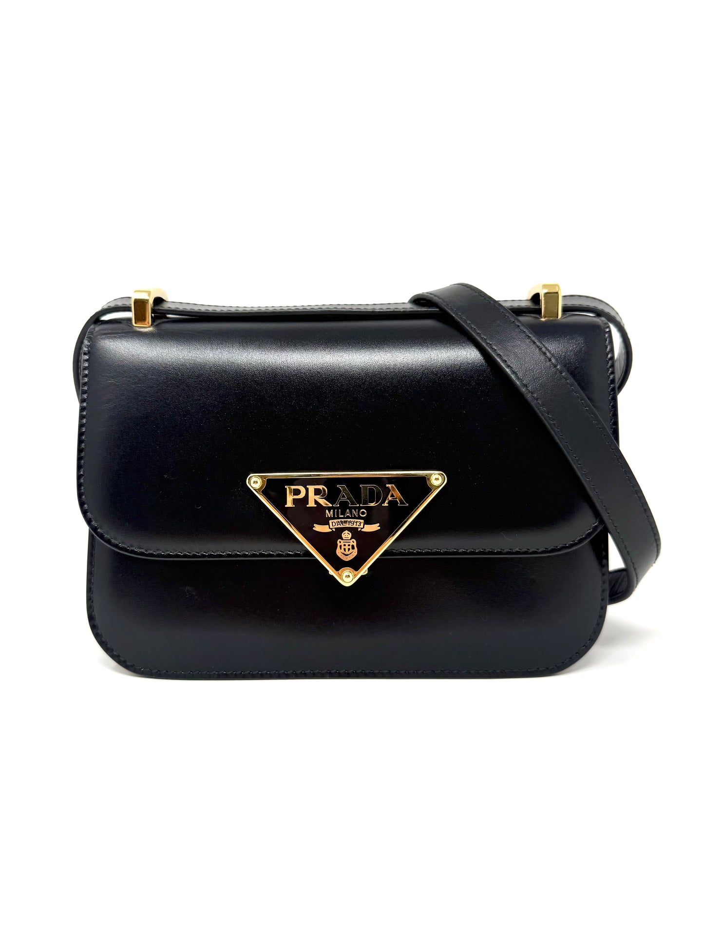 Embleme Shoulder Bag Black - Prada