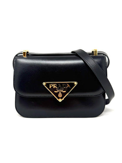 Embleme Shoulder Bag Black - Prada