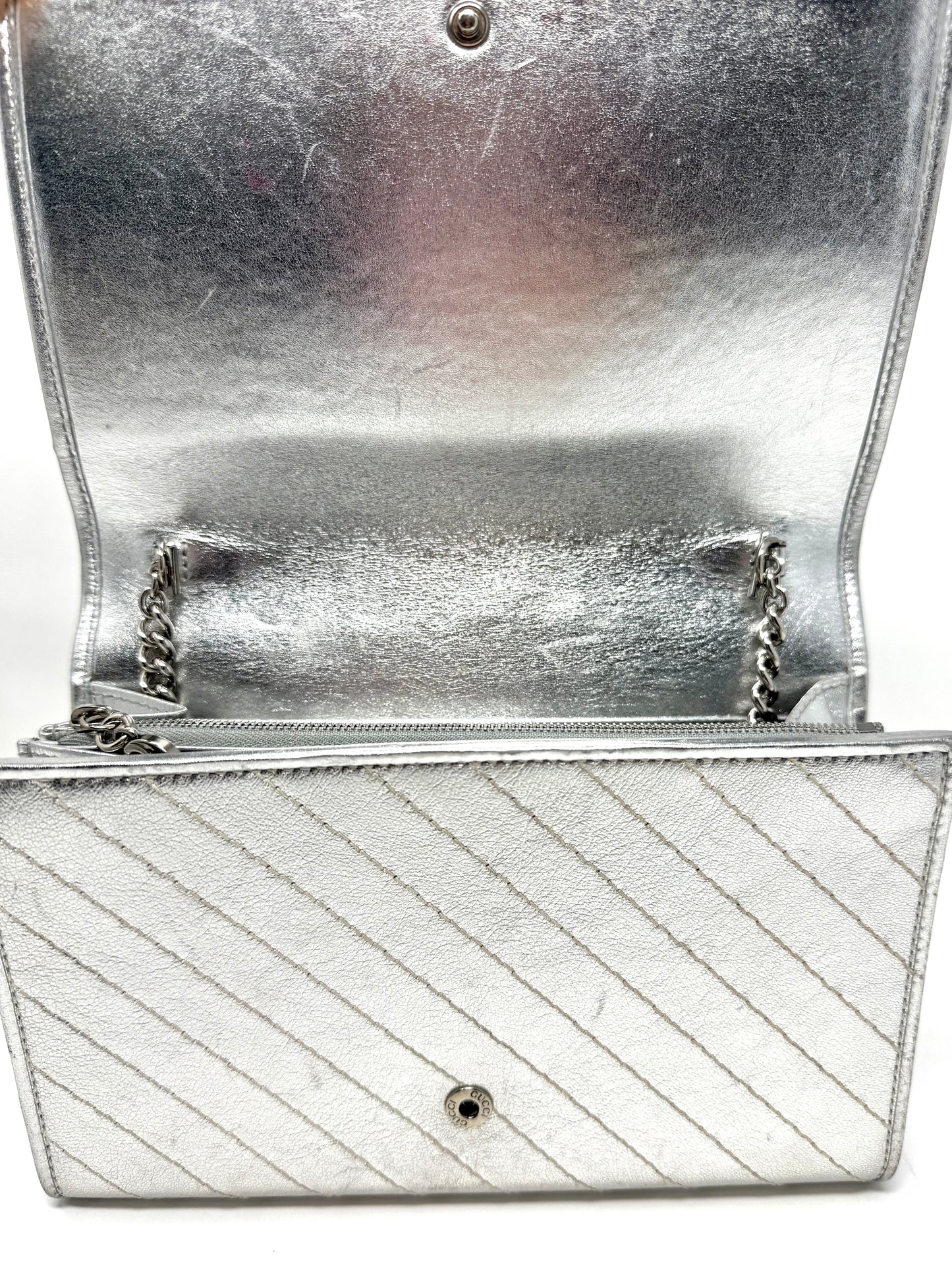 GG Blondie Metallic Wallet On Chain - Gucci