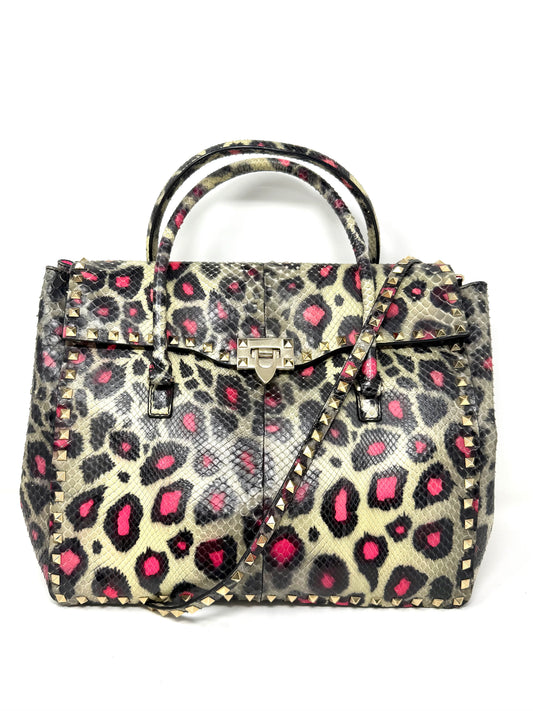 Python Leather Tote Pink/Black - Valentino