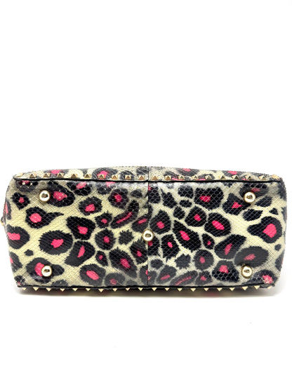 Python Leather Tote Pink/Black - Valentino